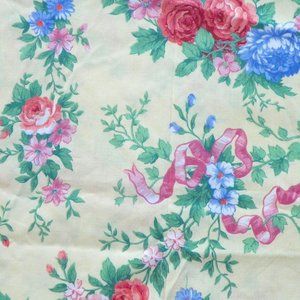 Peach Rose Purple Rose Yellow Victorian Fabric 1YD
